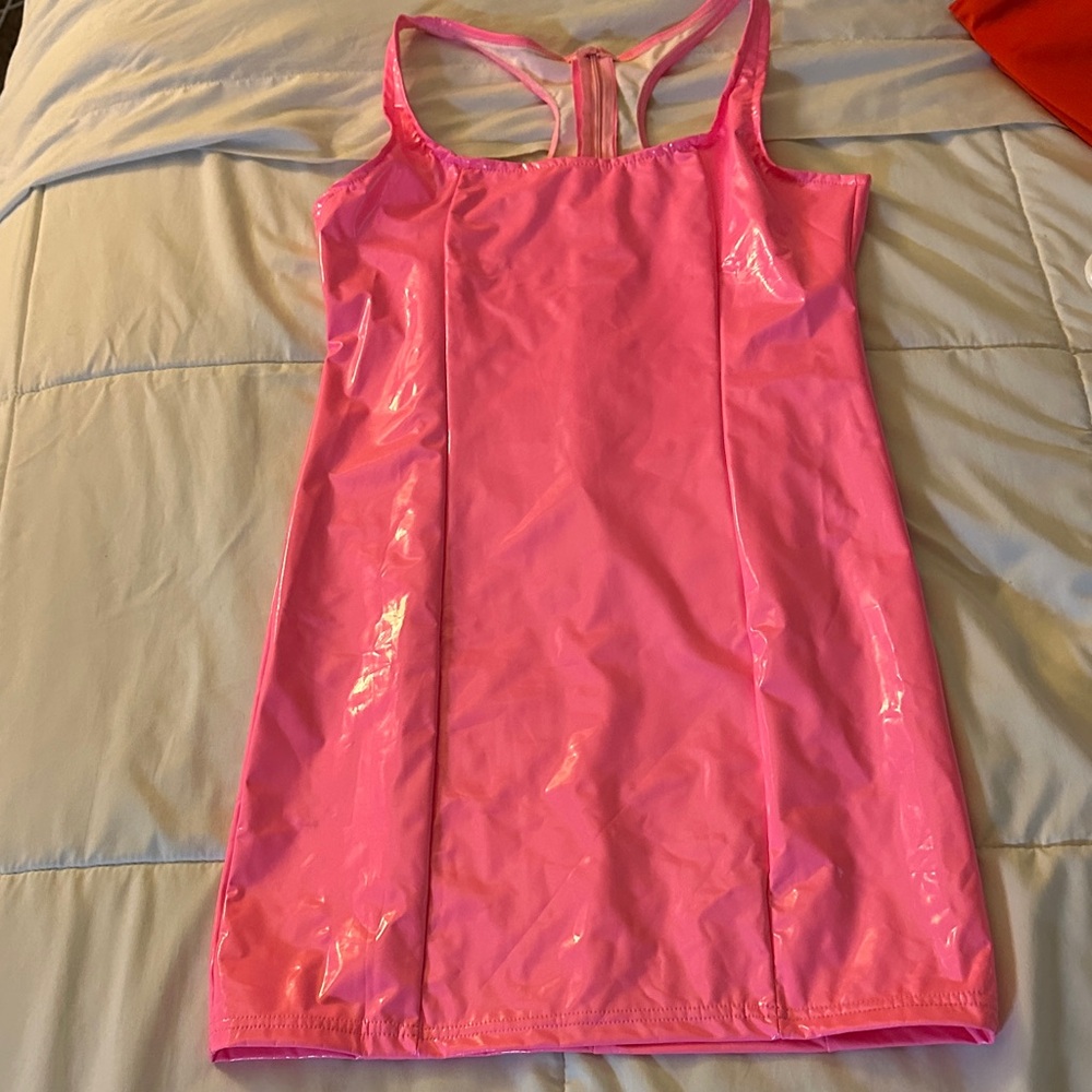 Shiny Pink Sleeveless Dress